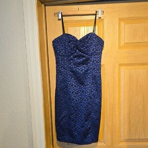 Tracy Reese Navy Blue Textured Sheath Dress with Slim Straps